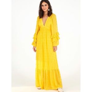 FARM Rio Yellow Floral Detail Maxi Dress Size S